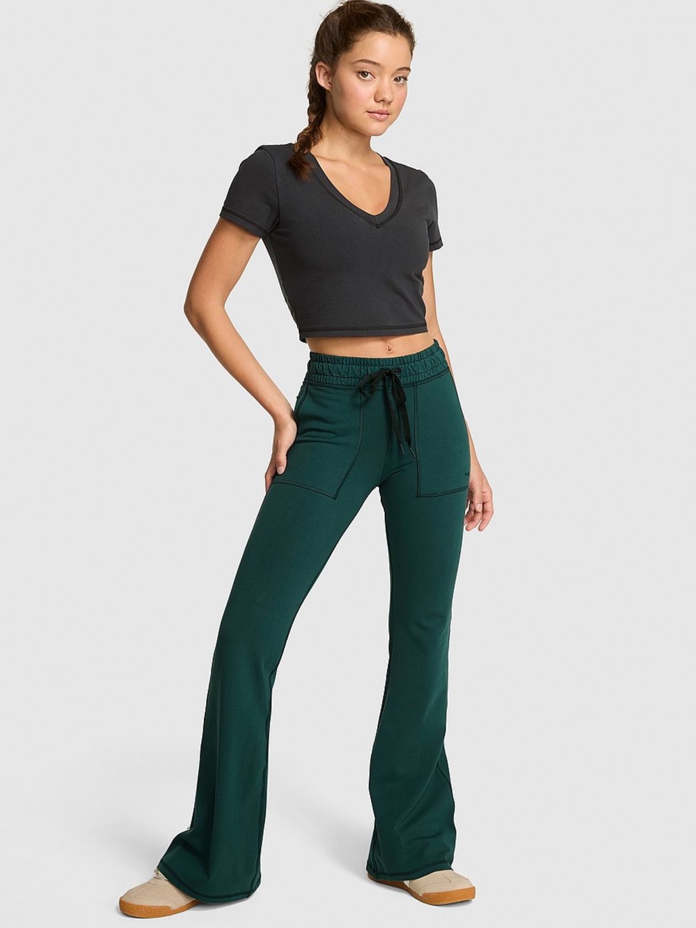 Pink ALL-DAY COTTON POCKET FLARE LEGGINGS